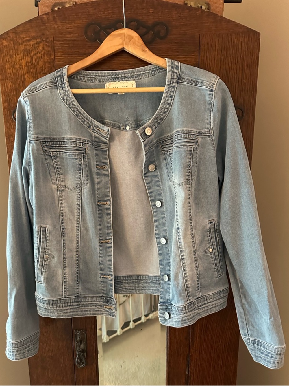Light Blue Jean Jacket - Women's Cottagecore Preppy Layer Adorable- Size L